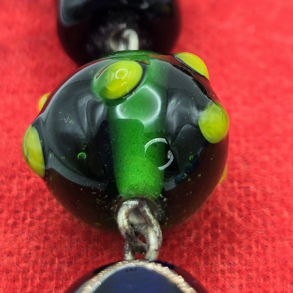 Vintage Chunky Art Glass Bead Necklace - Picture 5 of 9